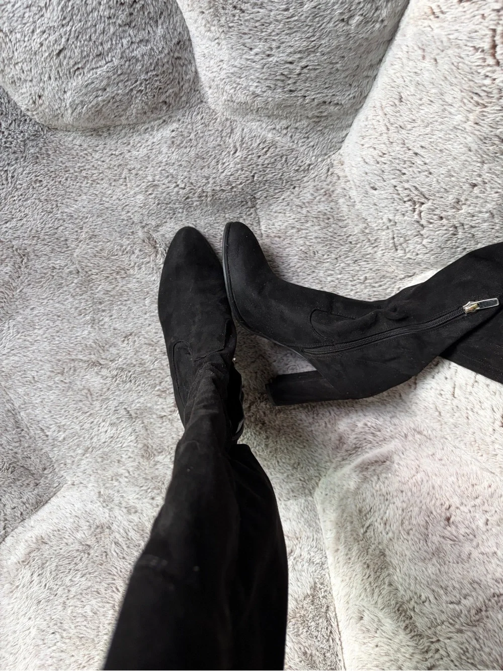 Marc Fisher Black Over-the-Knee Pointed Toe Block Heel Boots